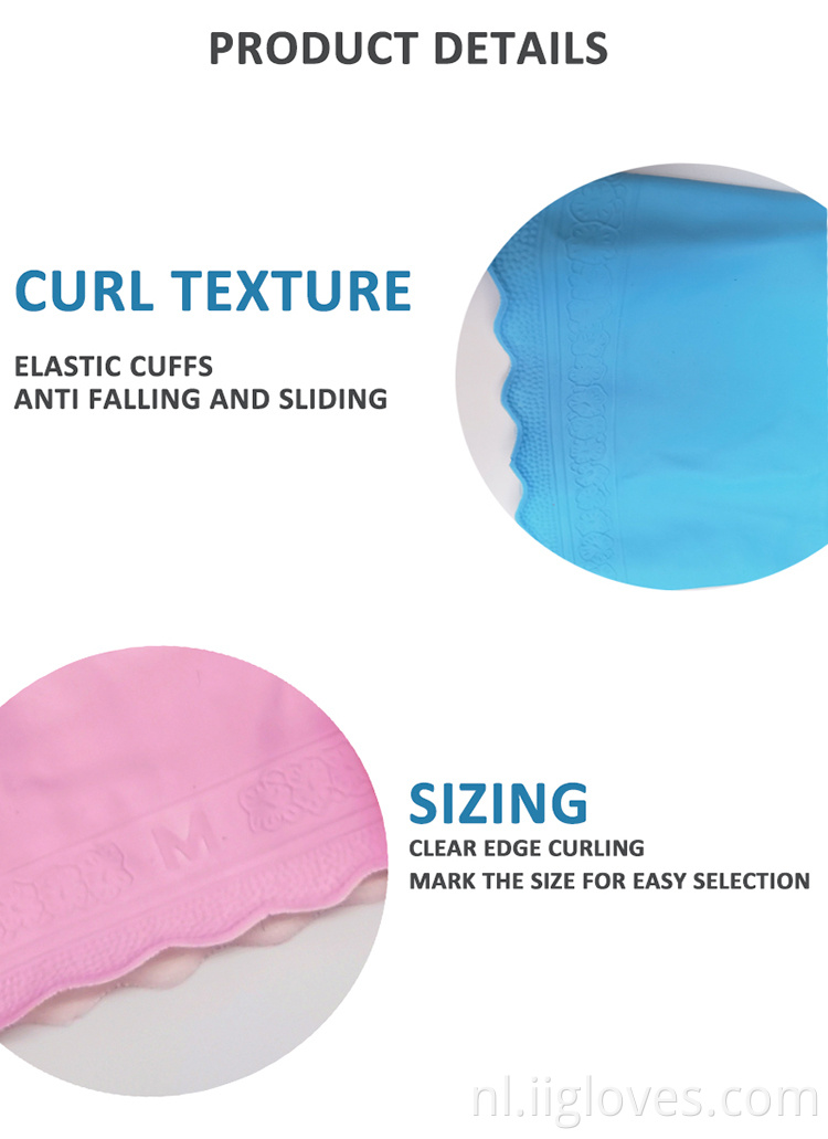 Gedompelde kudde gevoerde aangepaste werk rubberen handschoenen Hand Job huishouden rubber rubber gglove keuken huishouden wassen dip kudde gevoerde handschoenen